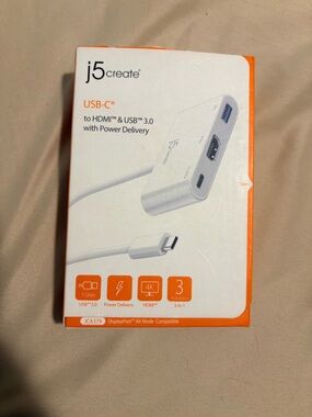 j5create USB-C to HDMI & USB 3.0 Adapter - White/Orange Accents
